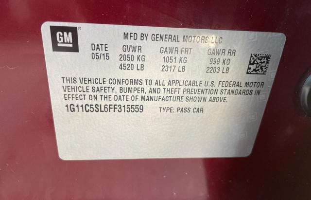 1G11C5SL6FF315559 - 2015 CHEVROLET MALIBU 1LT Qırmızı foto 10