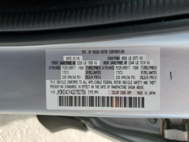 JM3KE4CY4G0760758 - 2016 MAZDA CX-5 TOURING SILVER photo 12