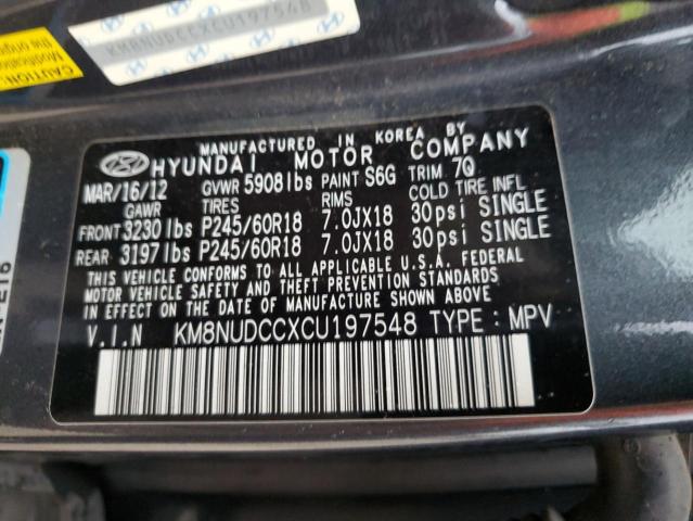 KM8NUDCCXCU197548 - 2012 HYUNDAI VERACRUZ GLS GRAY photo 13