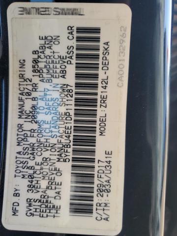 5YFBU4EE1DP111287 - 2013 TOYOTA COROLLA BASE Qara foto 12