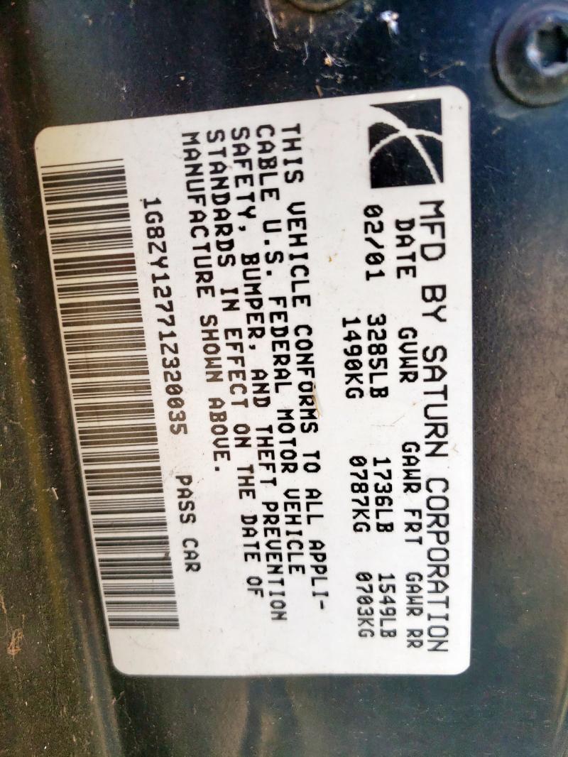 1G8ZY12771Z320035 - 2001 SATURN SC2 YELLOW photo 12