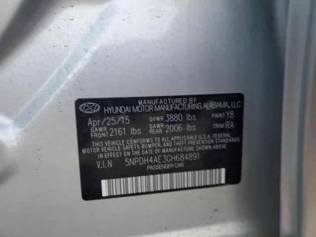 5NPDH4AE3GH684891 - 2016 HYUNDAI ELANTRA SE SILVER photo 12