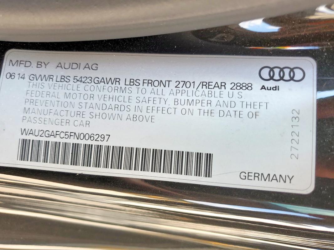 WAU2GAFC5FN006297 - 2015 AUDI A7 PRESTIGE BLACK photo 13