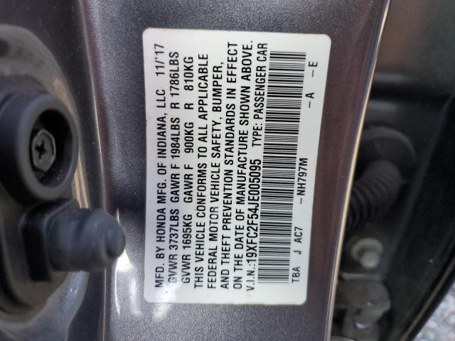 19XFC2F54JE005095 - 2018 HONDA CIVIC LX ნაცრისფერი ფოტო 12