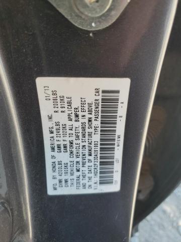 1HGCR2F33DA091993 - 2013 HONDA ACCORD LX ნაცრისფერი ფოტო 12