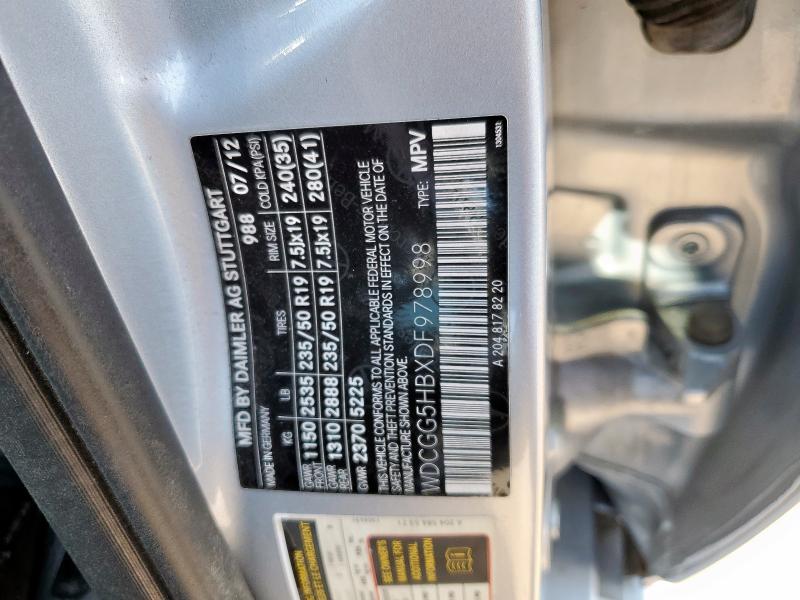 WDCGG5HBXDF978998 - 2013 MERCEDES-BENZ GLK 350 Արծաթագույն լուսանկար 13