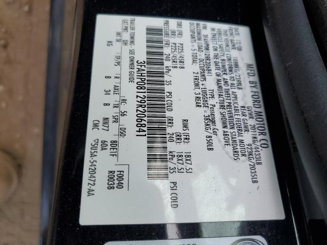 3FAHP08129R206841 - 2009 FORD FUSION SEL BLACK photo 12