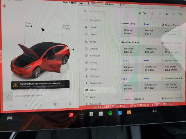 7SAYGDEE8PF664037 - 2023 TESLA MODEL Y წითელი ფოტო 9