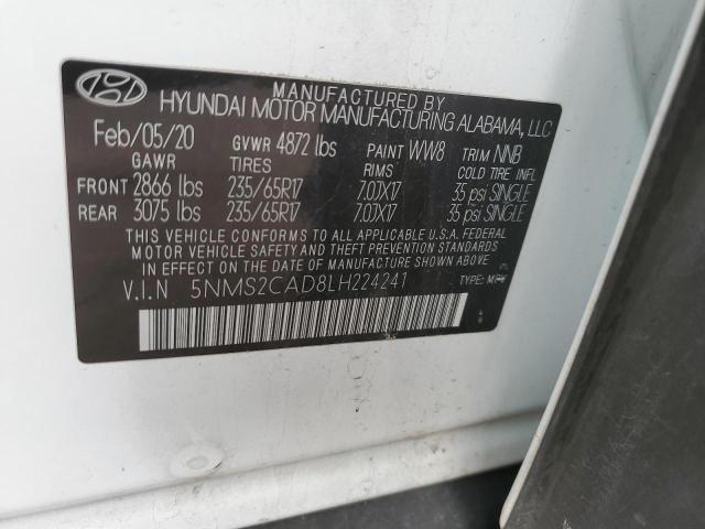 5NMS2CAD8LH224241 - 2020 HYUNDAI SANTA FE SE WHITE photo 12