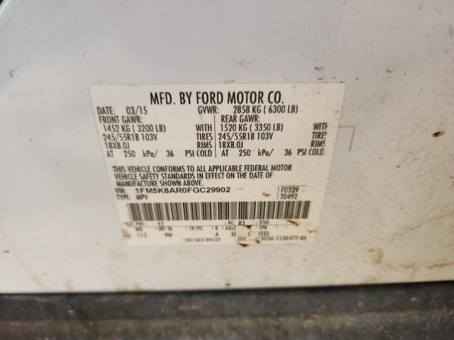 1FM5K8AR0FGC29902 - 2015 FORD EXPLORER POLICE INTERCEPTOR Beyaz fotoğraf 13