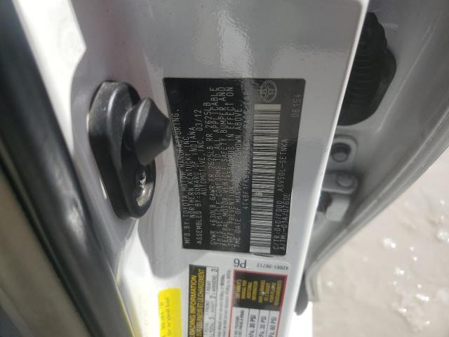 4T4BF1FK6CR205746 - 2012 TOYOTA CAMRY BASE თეთრი ფოტო 12