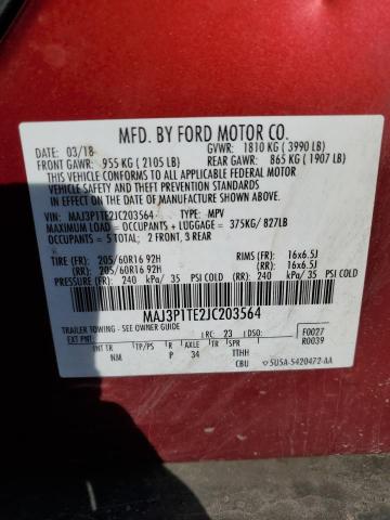 MAJ3P1TE2JC203564 - 2018 FORD ECOSPORT SE RED photo 12