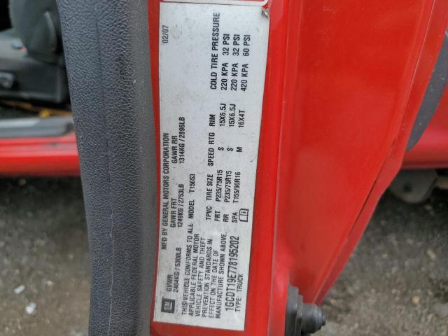 1GCDT19E778195202 - 2007 CHEVROLET COLORADO 红色 照片 12