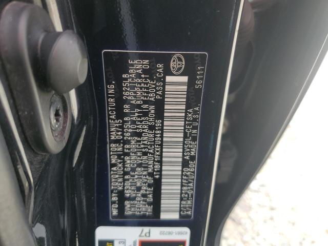 4T1BF1FKXFU948196 - 2015 TOYOTA CAMRY LE 黑色 照片 12