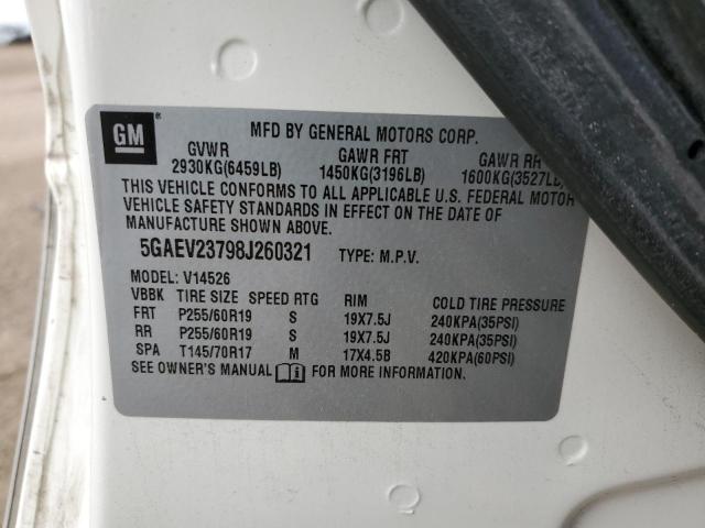 5GAEV23798J260321 - 2008 BUICK ENCLAVE CXL WHITE photo 14