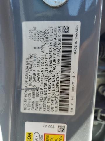 2HGFE1E50PH474950 - 2023 HONDA CIVIC SI BLUE photo 12