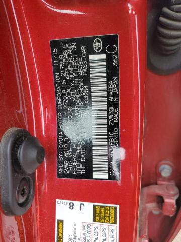 JTDKN3DU6F2004284 - 2015 TOYOTA PRIUS RED photo 12