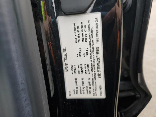 5YJ3E1EB2KF195098 - 2019 TESLA MODEL 3 Սև լուսանկար 12