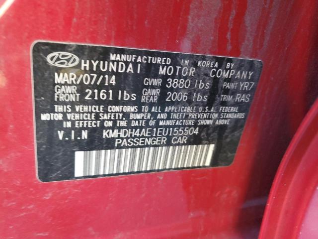 KMHDH4AE1EU155504 - 2014 HYUNDAI ELANTRA SE RED photo 12