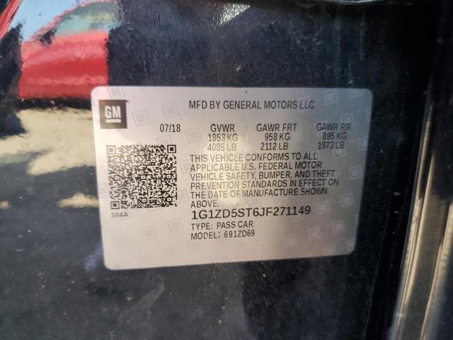 1G1ZD5ST6JF271149 - 2018 CHEVROLET MALIBU LT BLACK photo 12