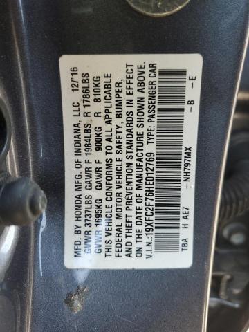19XFC2F76HE012769 - 2017 HONDA CIVIC EX GRAY photo 13