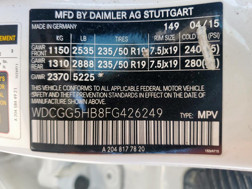 WDCGG5HB8FG426249 - 2015 MERCEDES-BENZ GLK 350 白色 照片 13