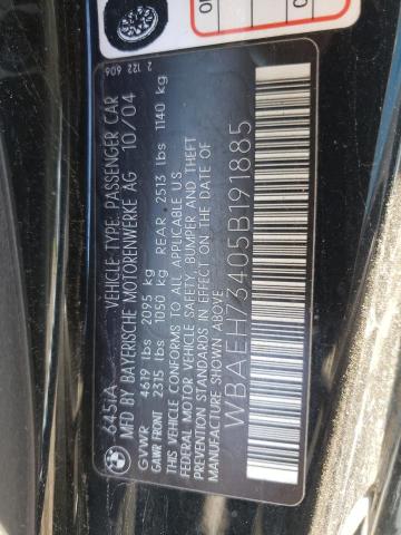 WBAEH73405B191885 - 2005 BMW 645 CI AUTOMATIC 黑色 照片 12