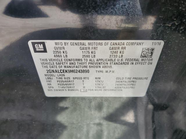 2GNALCEK9H6243890 - 2017 CHEVROLET EQUINOX LT BLACK photo 13