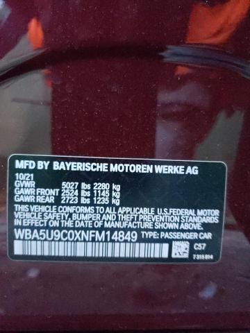 WBA5U9C0XNFM14849 - 2022 BMW M340XI BURGUNDY photo 13