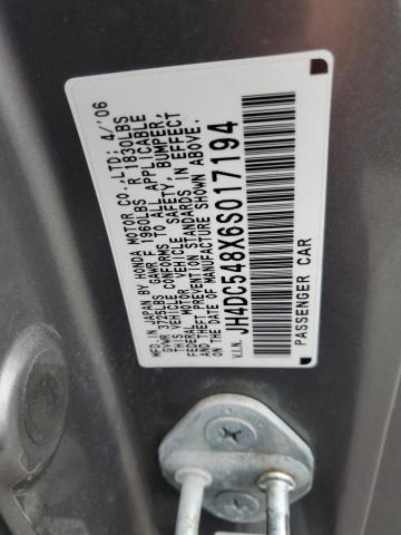 JH4DC548X6S017194 - 2006 ACURA RSX GRAY photo 12