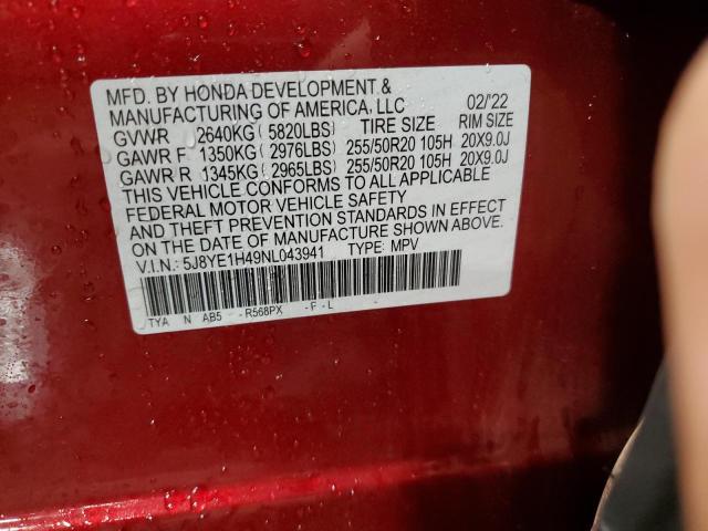 5J8YE1H49NL043941 - 2022 ACURA MDX TECHNOLOGY RED photo 14
