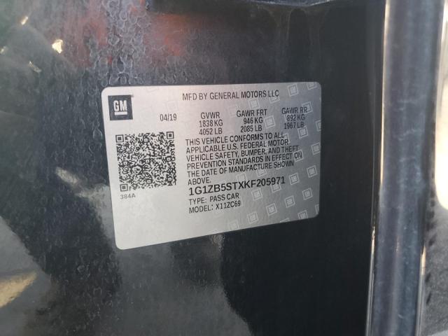 1G1ZB5STXKF205971 - 2019 CHEVROLET MALIBU LS Қара фото 19