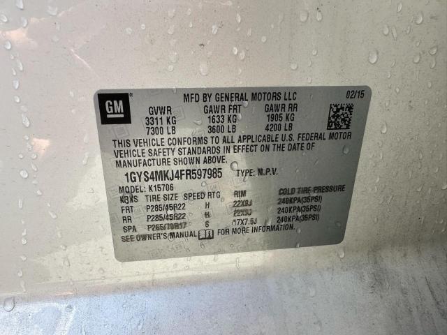 1GYS4MKJ4FR597985 - 2015 CADILLAC ESCALADE LUXURY თეთრი ფოტო 10