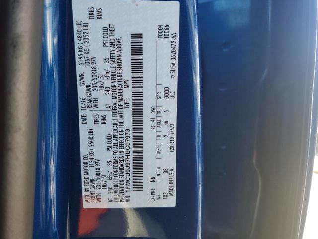 1FMCU9J97HUC07973 - 2017 FORD ESCAPE TITANIUM ლურჯი ფოტო 12