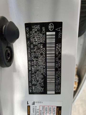 JTDBL40E099049534 - 2009 TOYOTA COROLLA BASE WHITE photo 12