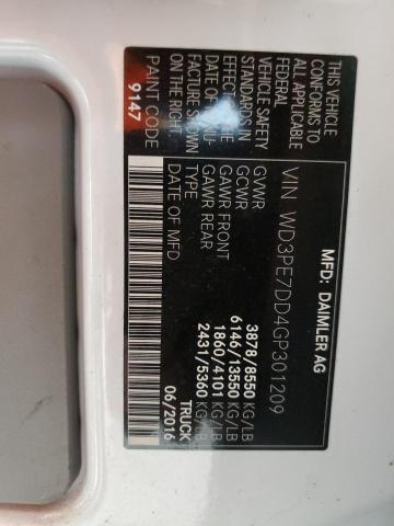 WD3PE7DD4GP301209 - 2016 MERCEDES-BENZ SPRINTER 2500 თეთრი ფოტო 13