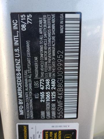 55SWF4KB8GU099952 - 2016 MERCEDES-BENZ C 300 4MATIC SILVER photo 12