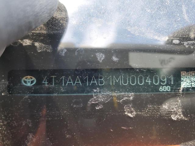 4T1AA1AB1MU004091 - 2021 TOYOTA AVALON XLE CHARCOAL photo 12