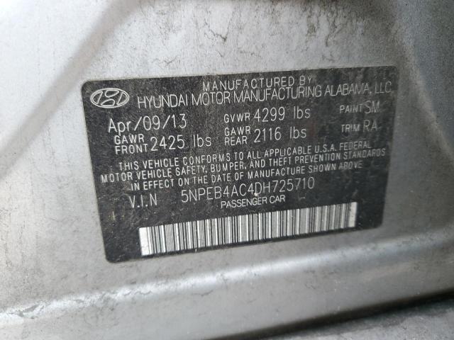 5NPEB4AC4DH725710 - 2013 HYUNDAI SONATA GLS SILVER photo 12