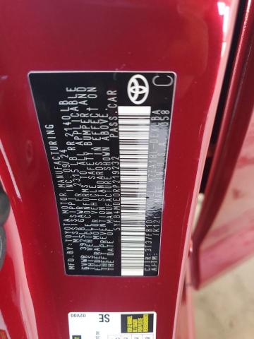 5YFB4MDE0RP219232 - 2024 TOYOTA COROLLA LE 勃艮第红 照片 12