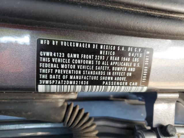 3VW5P7AT2DM821636 - 2013 VOLKSWAGEN BEETLE GRAY photo 12