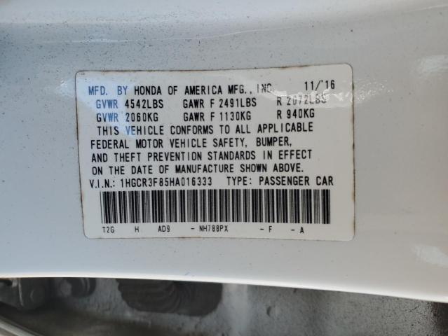 1HGCR3F85HA016333 - 2017 HONDA ACCORD EXL WHITE photo 12