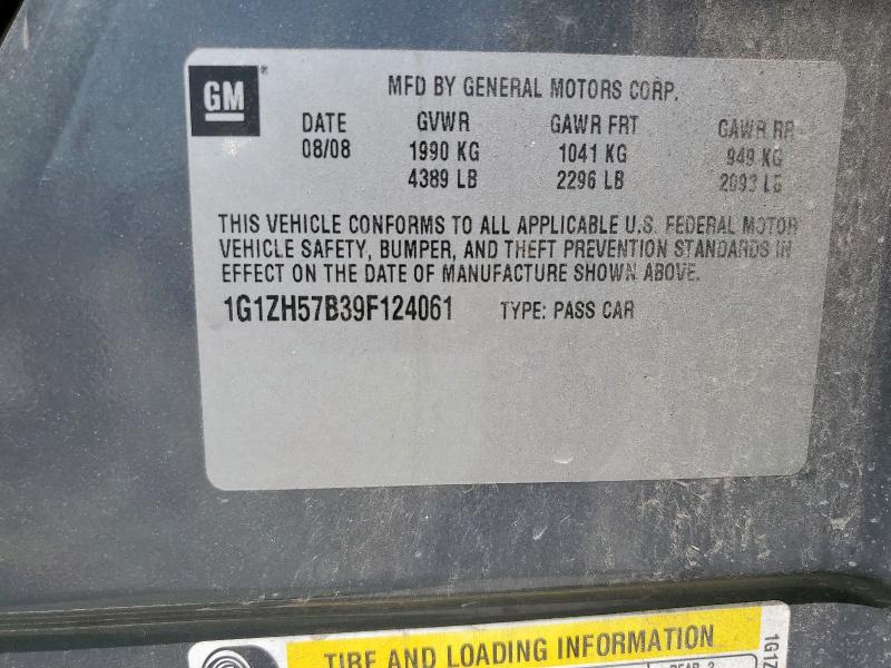 1G1ZH57B39F124061 - 2009 CHEVROLET MALIBU 1LT GRAY photo 12