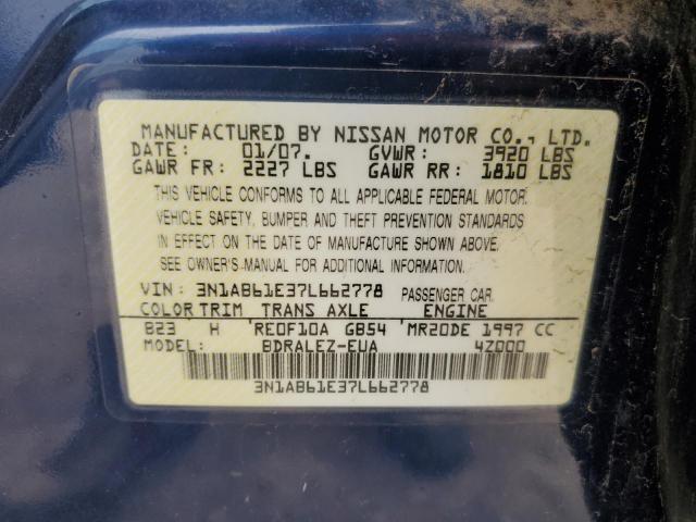 3N1AB61E37L662778 - 2007 NISSAN SENTRA 2.0 BLUE photo 12