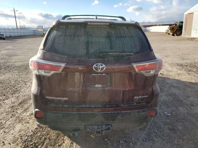 5TDJKRFH5FS114579 - 2015 TOYOTA HIGHLANDER XLE 勃艮第红 照片 6