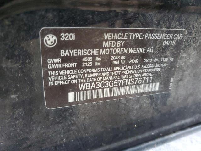 WBA3C3G57FNS76711 - 2015 BMW 320 I XDRIVE BLACK photo 12