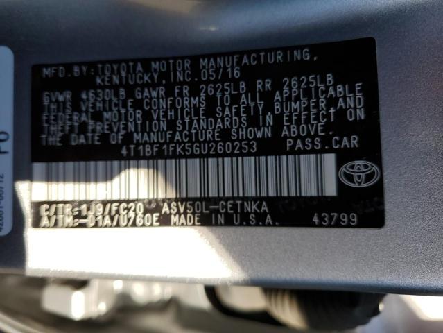 4T1BF1FK5GU260253 - 2016 TOYOTA CAMRY LE SILVER photo 13