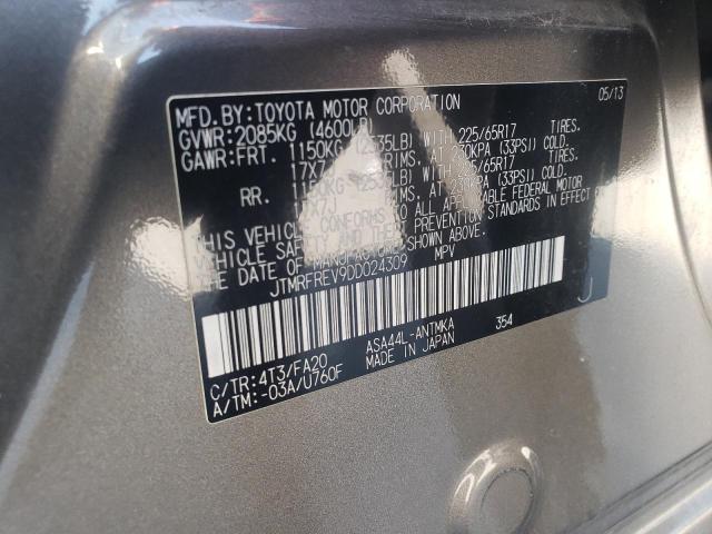 JTMRFREV9DD024309 - 2013 TOYOTA RAV4 XLE GRAY photo 13