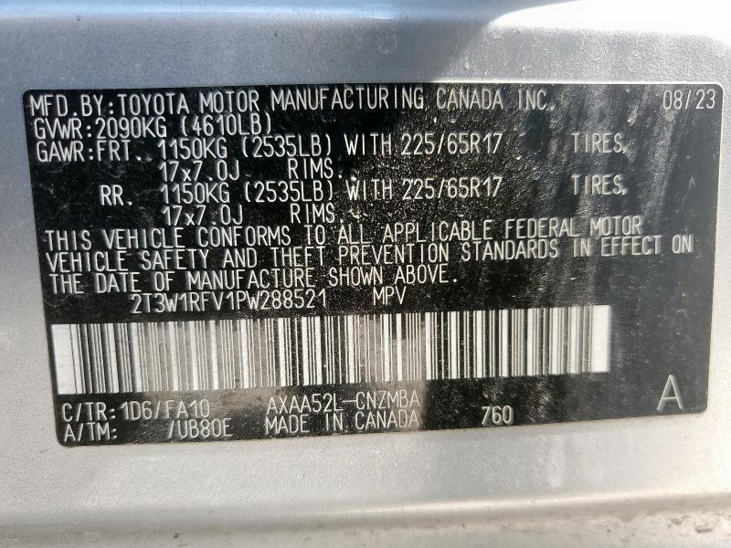 2T3W1RFV1PW288521 - 2023 TOYOTA RAV4 XLE SILVER photo 13