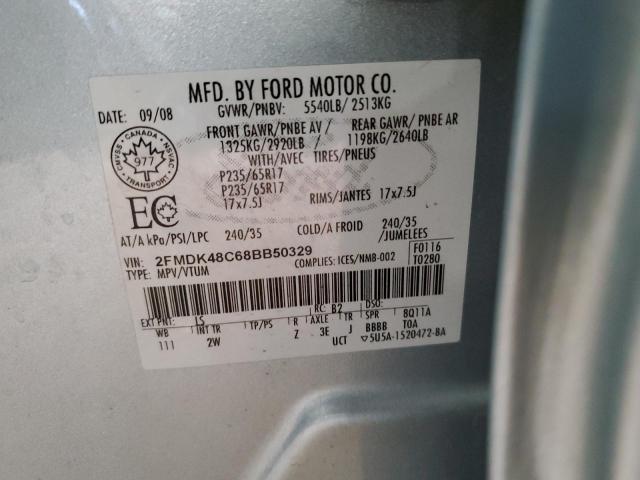 2FMDK48C68BB50329 - 2008 FORD EDGE SEL SILVER photo 13